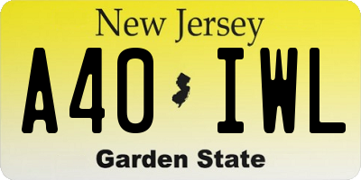 NJ license plate A40IWL