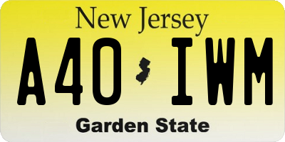 NJ license plate A40IWM