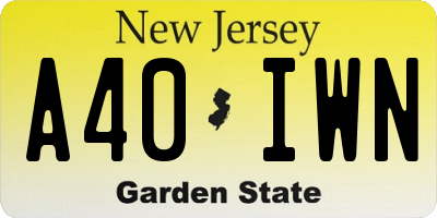 NJ license plate A40IWN