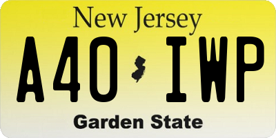 NJ license plate A40IWP