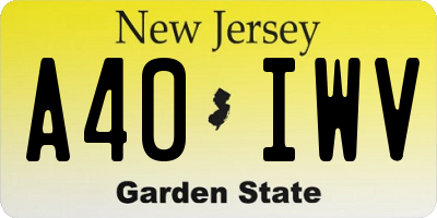 NJ license plate A40IWV