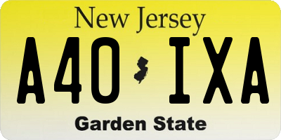 NJ license plate A40IXA