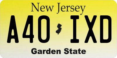 NJ license plate A40IXD