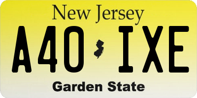 NJ license plate A40IXE
