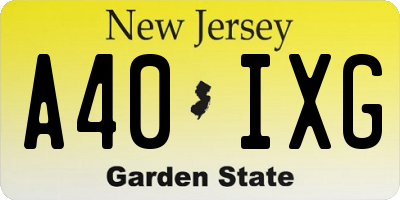 NJ license plate A40IXG