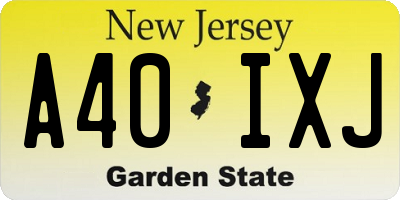 NJ license plate A40IXJ