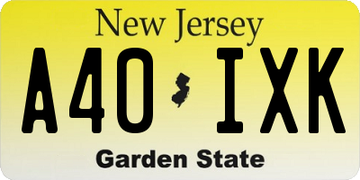 NJ license plate A40IXK