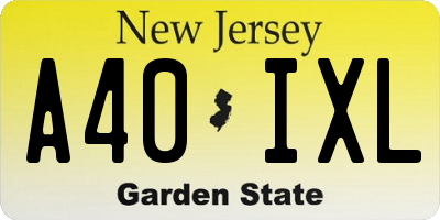 NJ license plate A40IXL