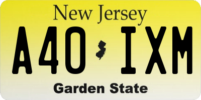 NJ license plate A40IXM