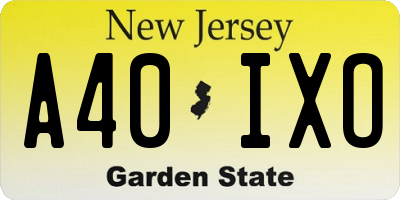NJ license plate A40IXO