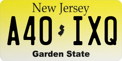 NJ license plate A40IXQ