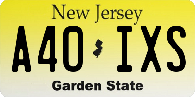 NJ license plate A40IXS