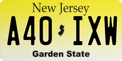 NJ license plate A40IXW