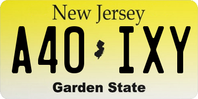 NJ license plate A40IXY