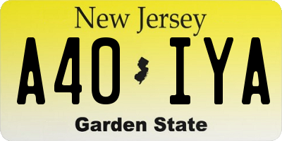 NJ license plate A40IYA
