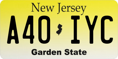 NJ license plate A40IYC