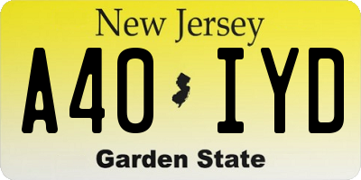 NJ license plate A40IYD