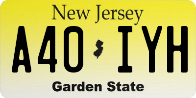 NJ license plate A40IYH