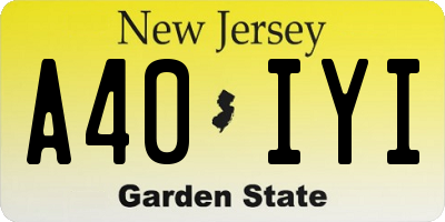 NJ license plate A40IYI