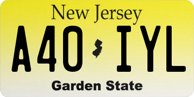 NJ license plate A40IYL