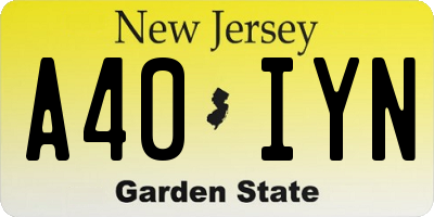 NJ license plate A40IYN