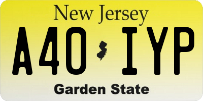 NJ license plate A40IYP