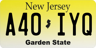 NJ license plate A40IYQ