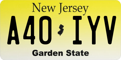NJ license plate A40IYV
