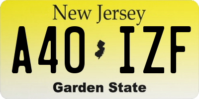 NJ license plate A40IZF