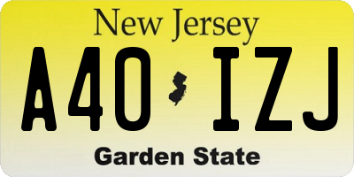 NJ license plate A40IZJ