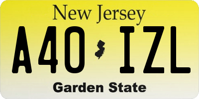 NJ license plate A40IZL