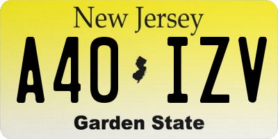 NJ license plate A40IZV