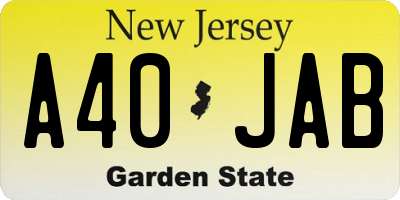NJ license plate A40JAB