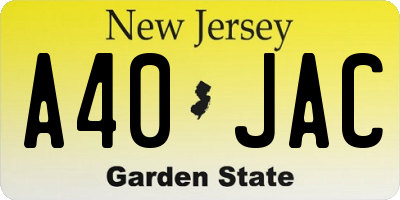 NJ license plate A40JAC