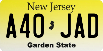 NJ license plate A40JAD