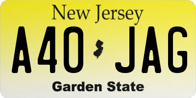 NJ license plate A40JAG