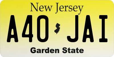 NJ license plate A40JAI