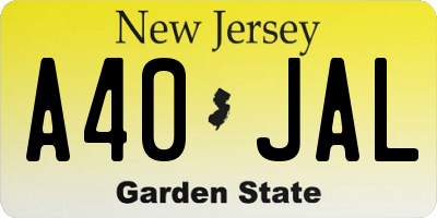 NJ license plate A40JAL