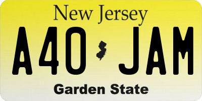 NJ license plate A40JAM