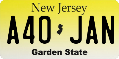 NJ license plate A40JAN