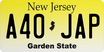 NJ license plate A40JAP