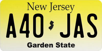 NJ license plate A40JAS