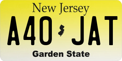 NJ license plate A40JAT