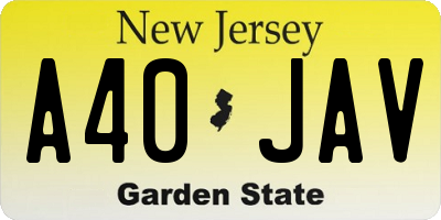 NJ license plate A40JAV