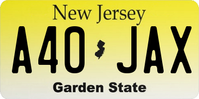 NJ license plate A40JAX