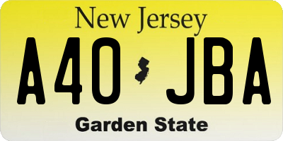 NJ license plate A40JBA