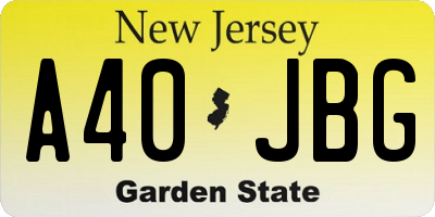 NJ license plate A40JBG