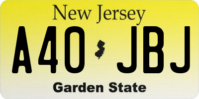 NJ license plate A40JBJ