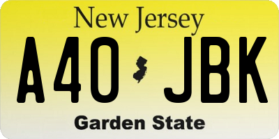 NJ license plate A40JBK