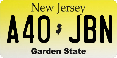 NJ license plate A40JBN